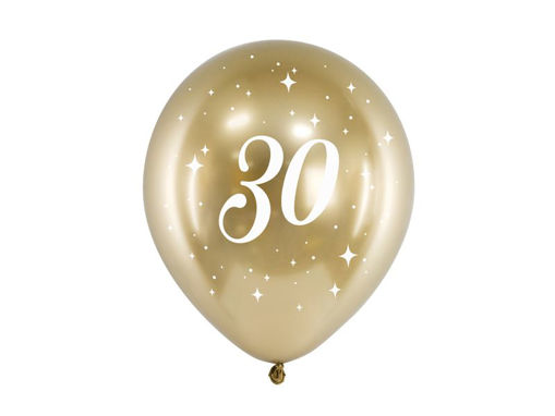 Picture of LATEX BALLOONS 30TH BIRTHDAY CHROME GOLD 12 INCH - 6 PACK